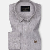 Parcore Brown Stripe Button Down Linen Cotton Shirt - John Ellies