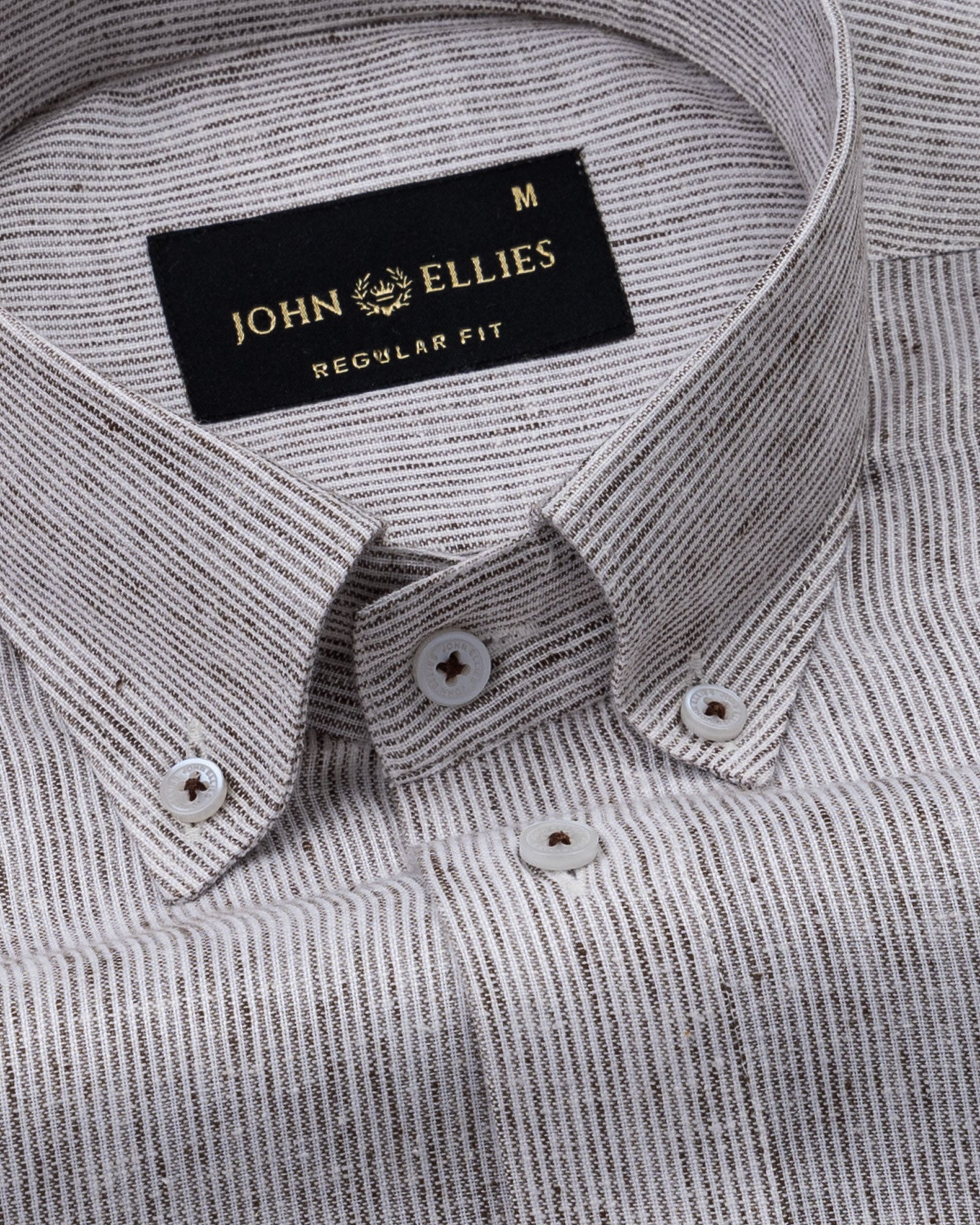 Parcore Brown Stripe Button Down Linen Cotton Shirt - John Ellies