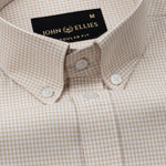 Claret Brown Check Button Down Oxford Cotton Shirt - John Ellies