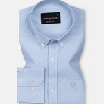 Claret Sky Blue Check Button Down Oxford Cotton Shirt - John Ellies