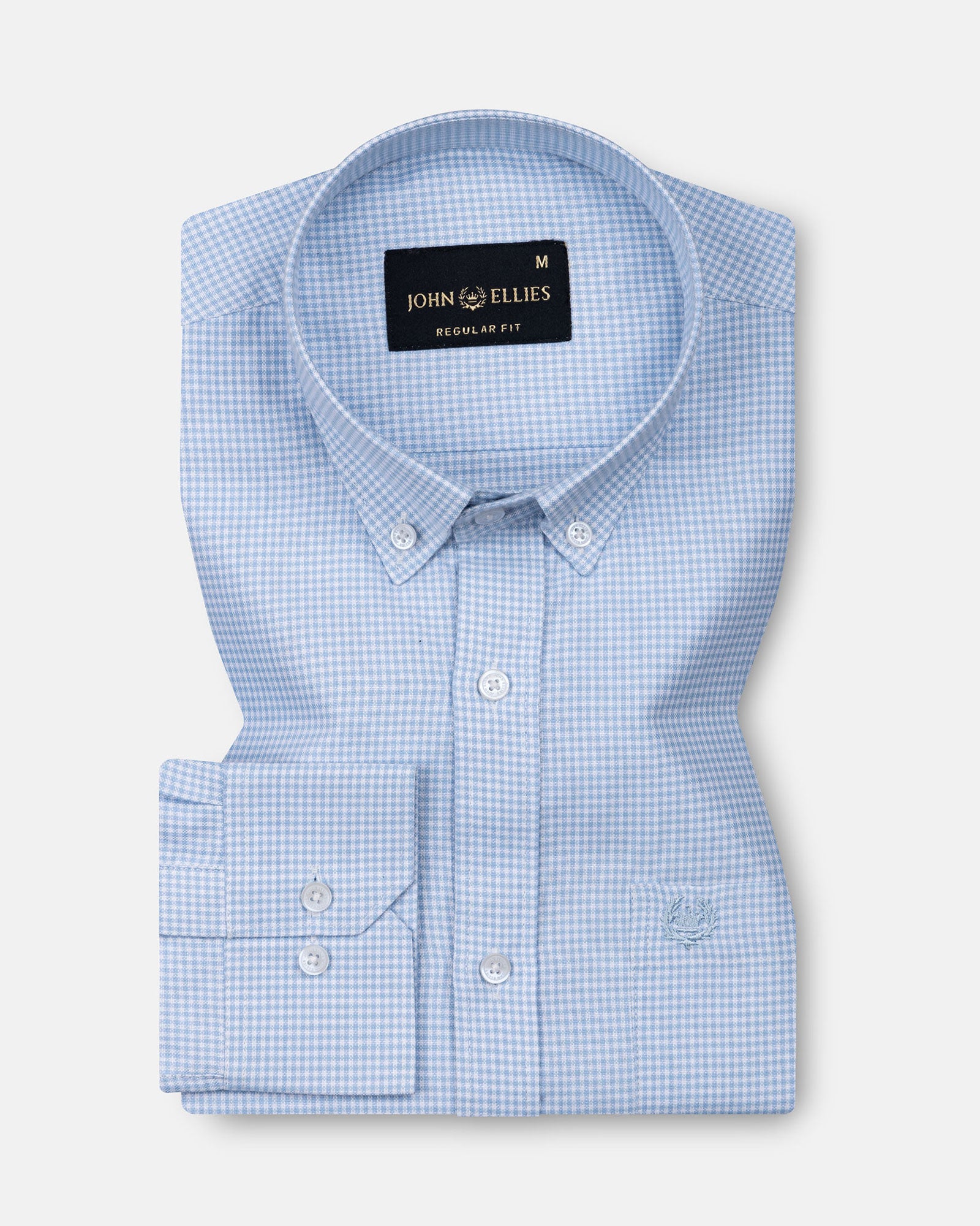 Claret Sky Blue Check Button Down Oxford Cotton Shirt - John Ellies