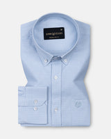Claret Sky Blue Check Button Down Oxford Cotton Shirt