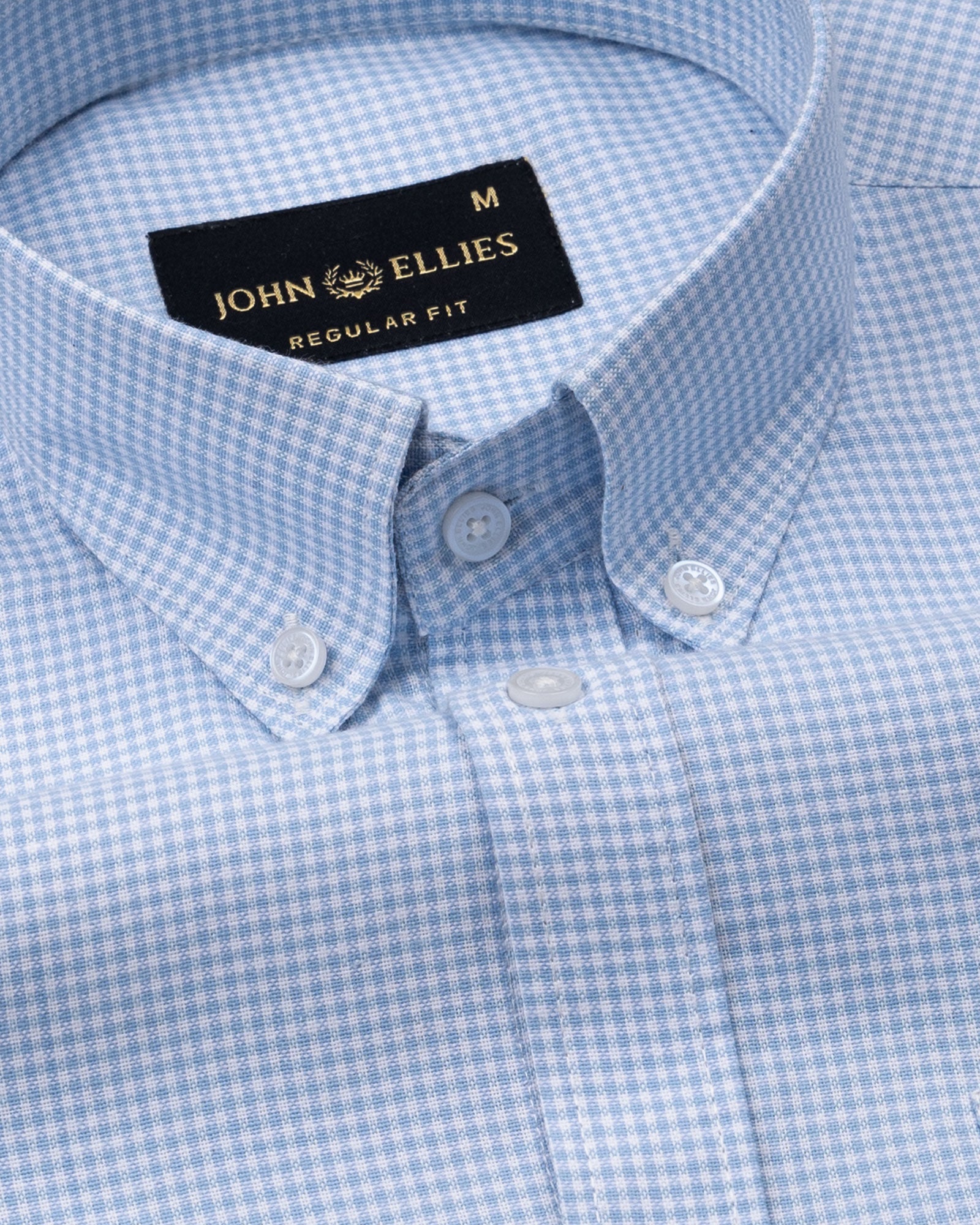 Claret Sky Blue Check Button Down Oxford Cotton Shirt - John Ellies
