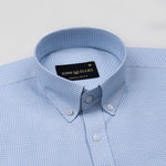 Claret Sky Blue Check Button Down Oxford Cotton Shirt - John Ellies
