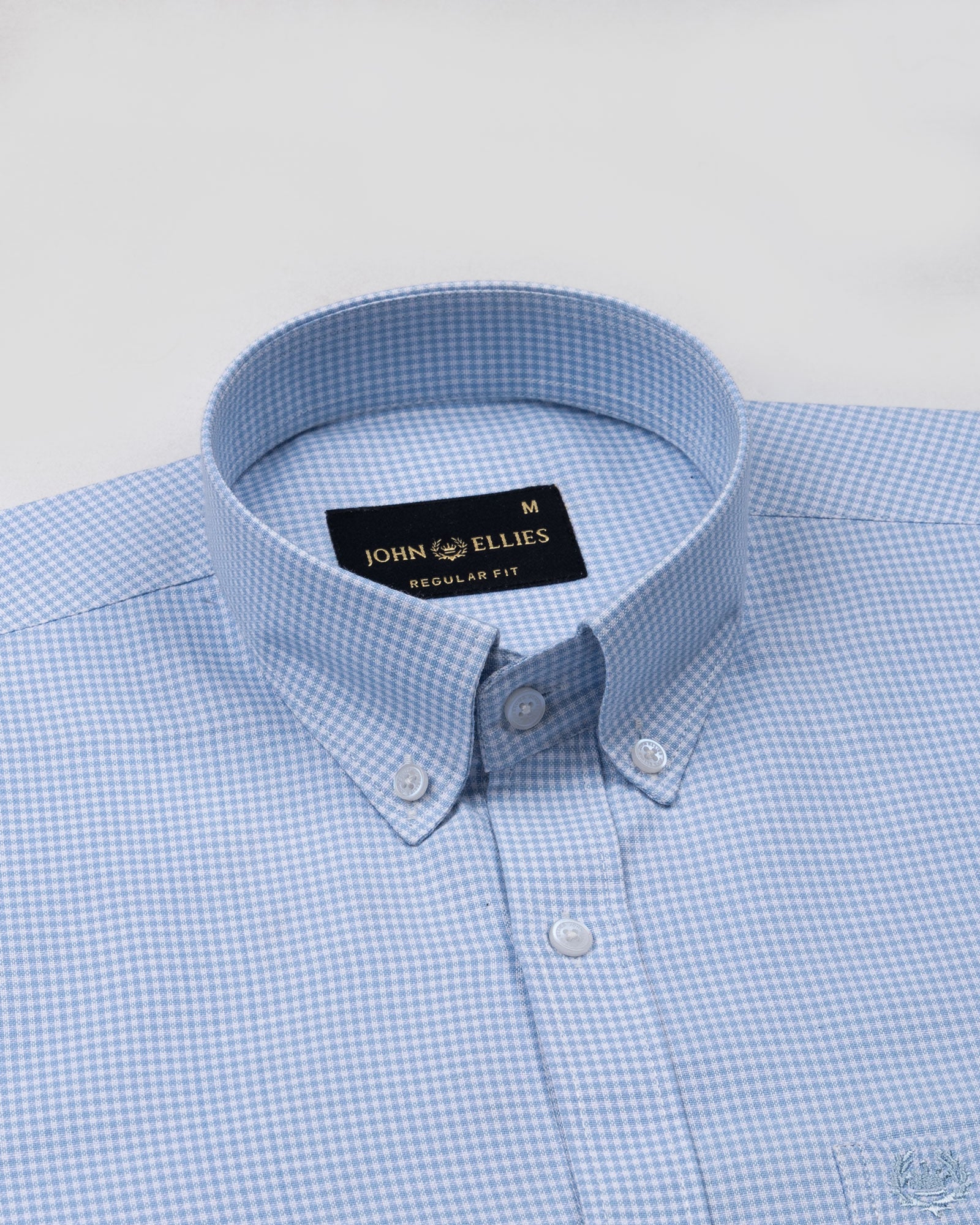 Claret Sky Blue Check Button Down Oxford Cotton Shirt - John Ellies