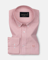 Claret Salmon Pink Check Button Down Oxford Cotton Shirt