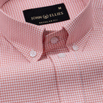 Claret Salmon Pink Check Button Down Oxford Cotton Shirt - John Ellies