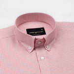 Claret Salmon Pink Check Button Down Oxford Cotton Shirt - John Ellies