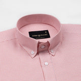 Claret Salmon Pink Check Button Down Oxford Cotton Shirt - John Ellies