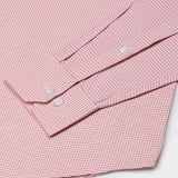 Claret Salmon Pink Check Button Down Oxford Cotton Shirt - John Ellies