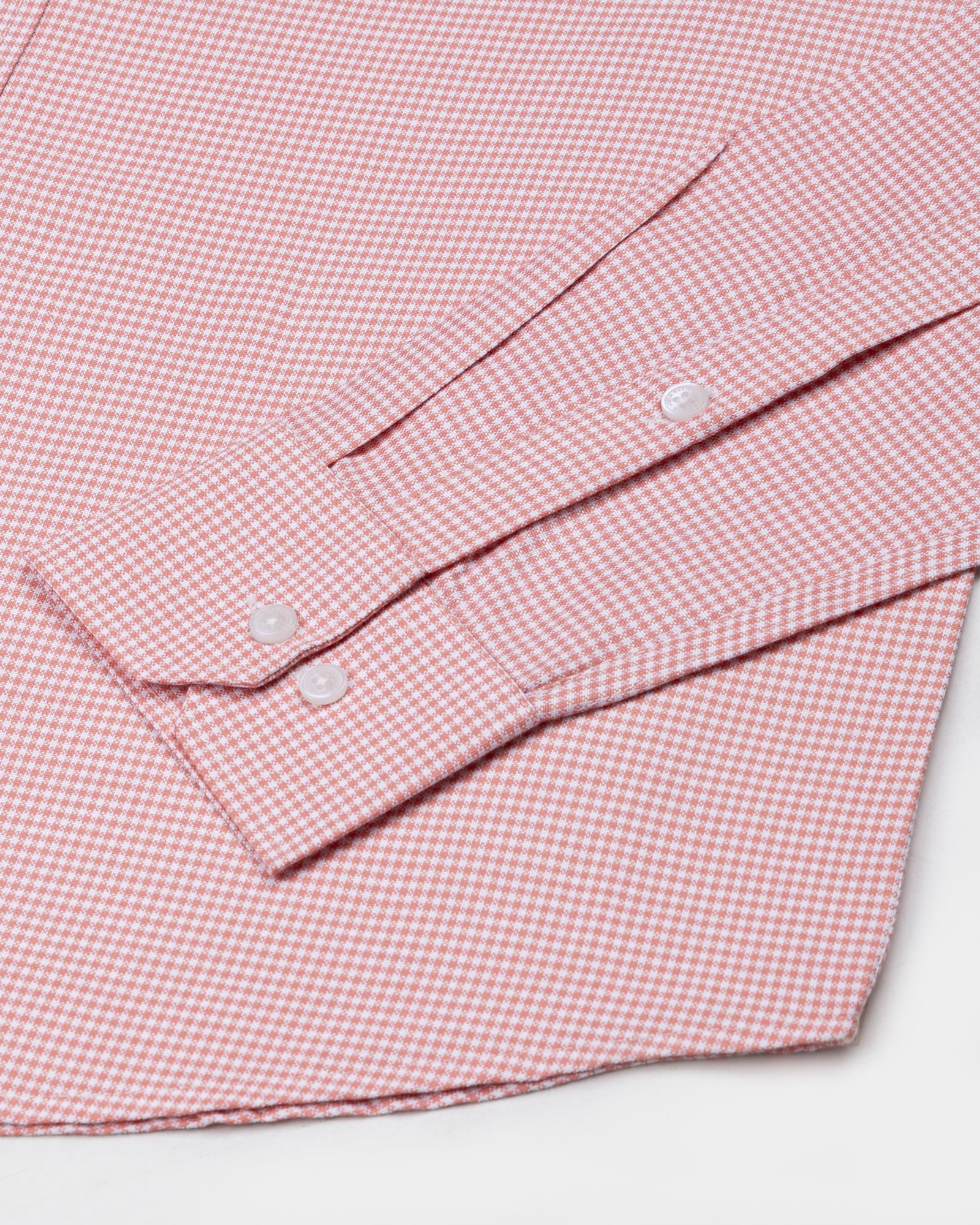 Claret Salmon Pink Check Button Down Oxford Cotton Shirt - John Ellies
