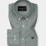 Claret Green Check Button Down Oxford Cotton Shirt - John Ellies