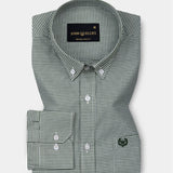 Claret Green Check Button Down Oxford Cotton Shirt - John Ellies