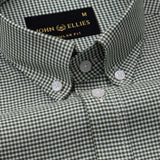 Claret Green Check Button Down Oxford Cotton Shirt - John Ellies