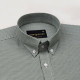 Claret Green Check Button Down Oxford Cotton Shirt - John Ellies