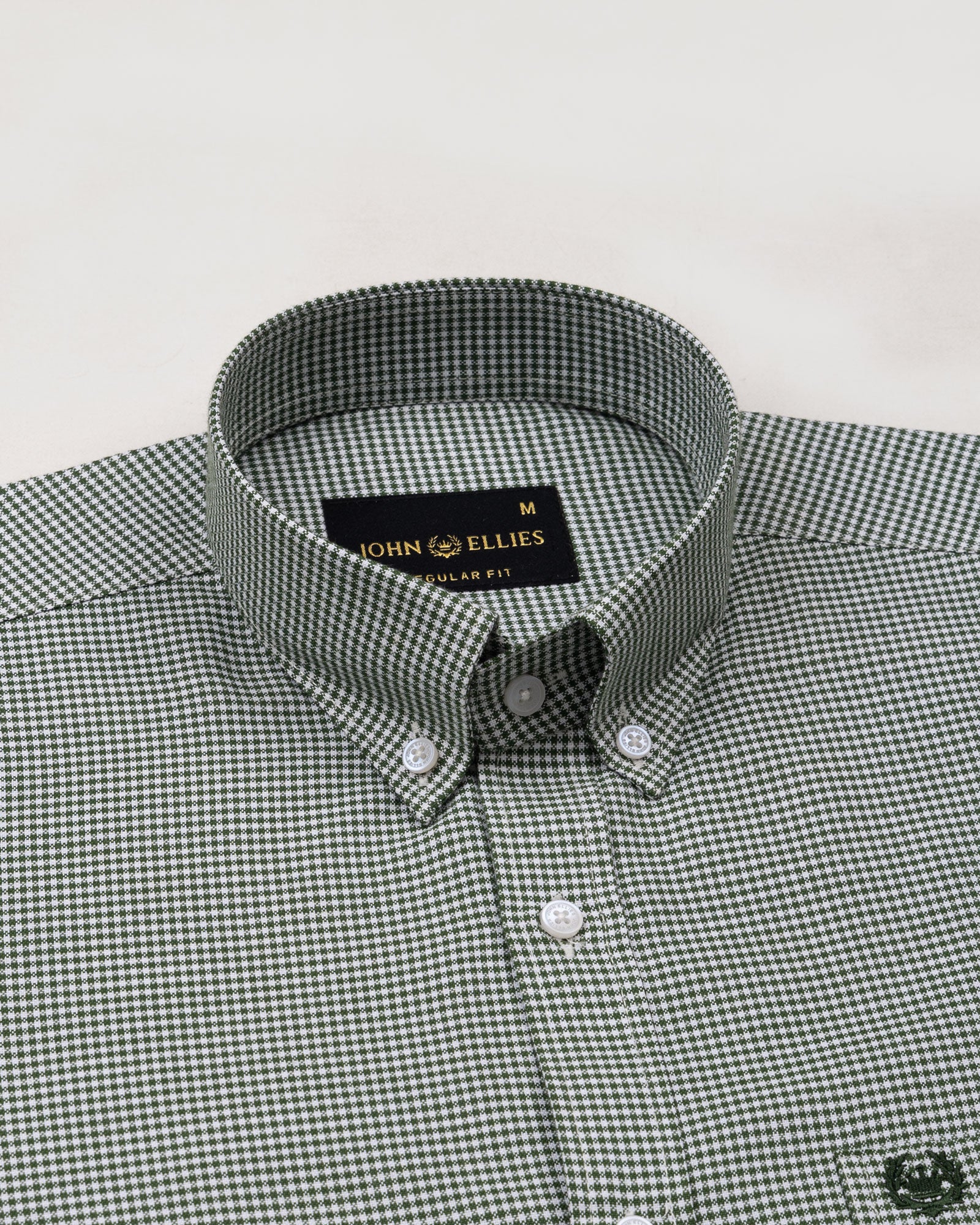 Claret Green Check Button Down Oxford Cotton Shirt - John Ellies