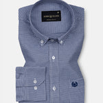 Claret Navy Blue Check Button Down Oxford Cotton Shirt - John Ellies