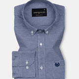 Claret Navy Blue Check Button Down Oxford Cotton Shirt - John Ellies