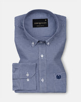 Claret Navy Blue Check Button Down Oxford Cotton Shirt
