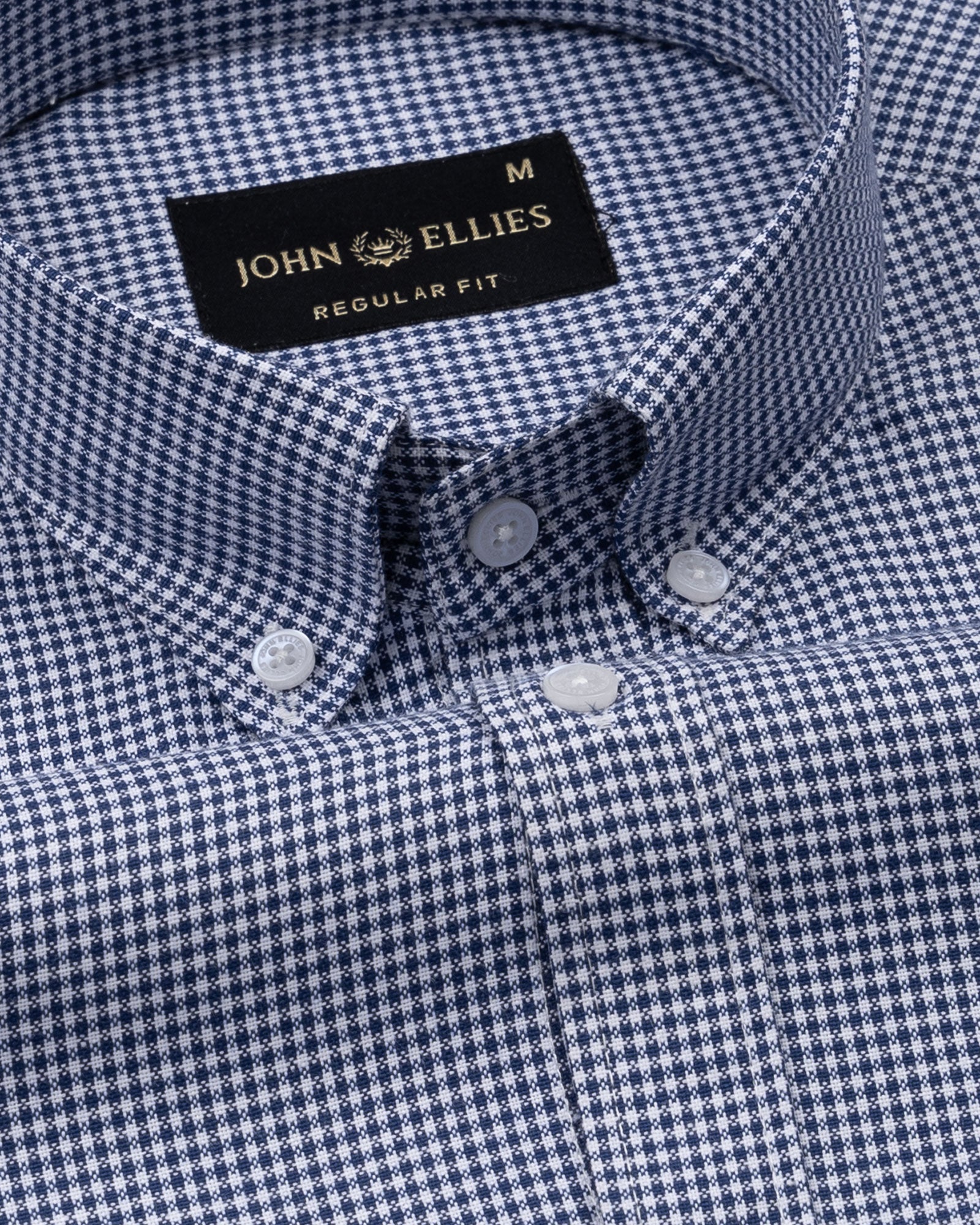 Claret Navy Blue Check Button Down Oxford Cotton Shirt - John Ellies