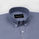 Claret Navy Blue Check Button Down Oxford Cotton Shirt - John Ellies