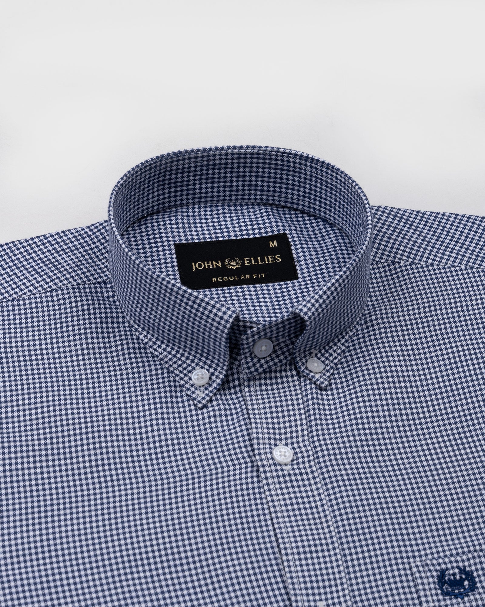 Claret Navy Blue Check Button Down Oxford Cotton Shirt - John Ellies