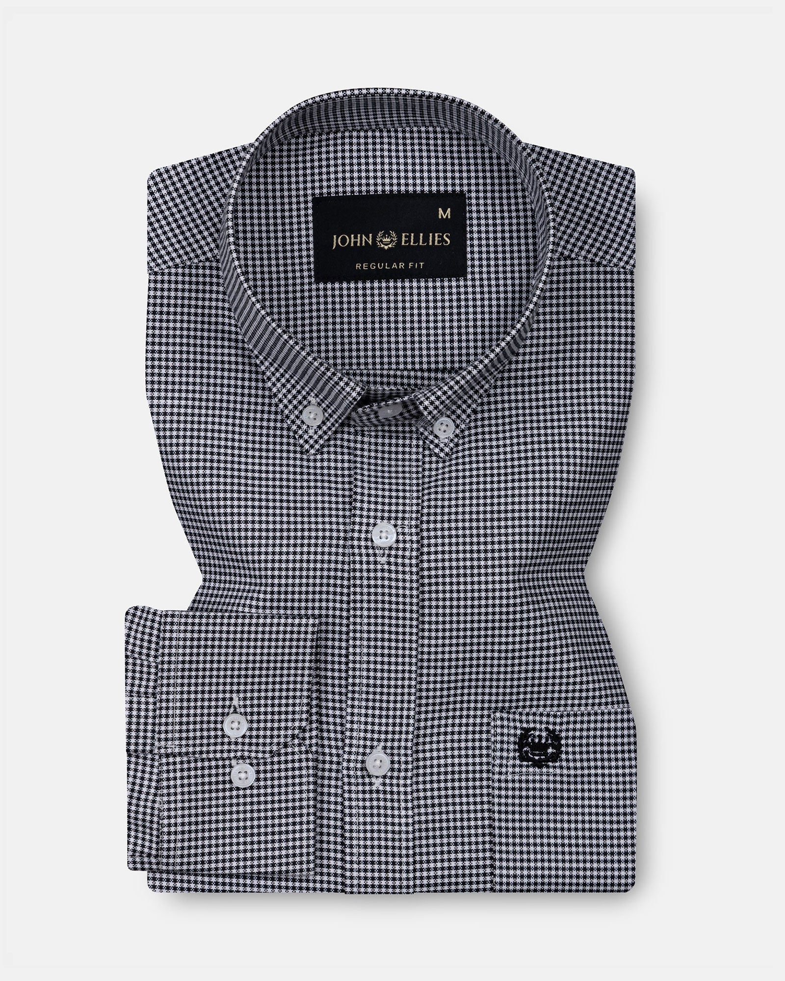 Claret Black Check Button Down Oxford Cotton Shirt - John Ellies