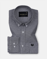 Claret Black Check Button Down Oxford Cotton Shirt