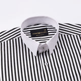 Cadenc Black White Cuff Collar Cotton Stripes Shirt - John Ellies