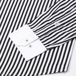 Cadenc Black White Cuff Collar Cotton Stripes Shirt - John Ellies