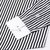 Cadenc Black White Cuff Collar Cotton Stripes Shirt - John Ellies