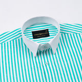 Cadenc Cyan White Cuff Collar Cotton Stripes Shirt - John Ellies