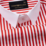 Cadenc Red White Cuff Collar Cotton Stripes Shirt - John Ellies