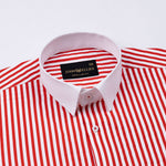Cadenc Red White Cuff Collar Cotton Stripes Shirt - John Ellies