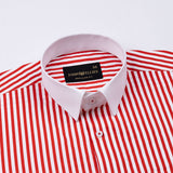 Cadenc Red White Cuff Collar Cotton Stripes Shirt - John Ellies