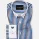Cadenc Navy Blue White Cuff Collar Cotton Stripes Shirt - John Ellies