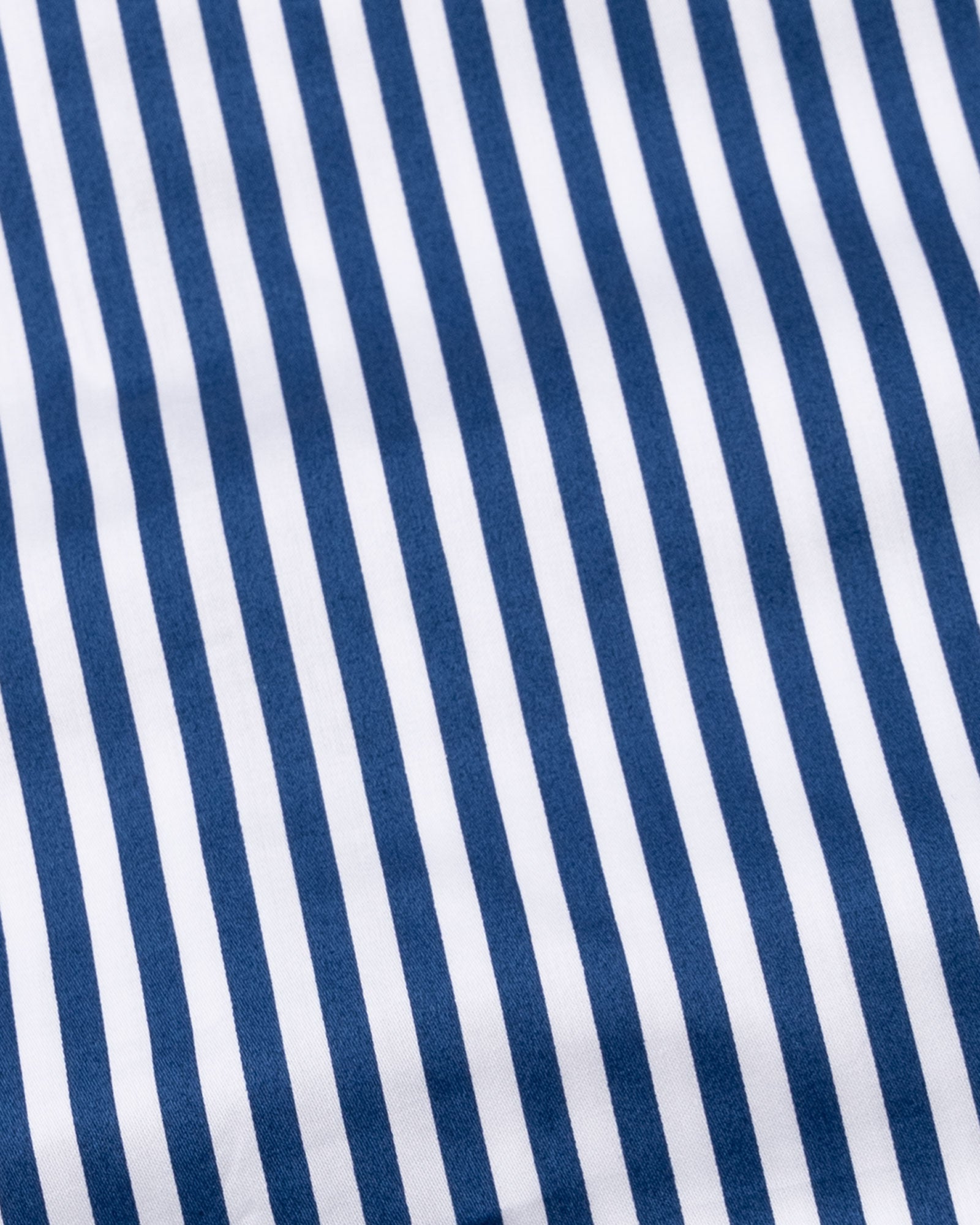 Cadenc Navy Blue White Cuff Collar Cotton Stripes Shirt - John Ellies