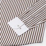 Cadenc Brown White Cuff Collar Cotton Stripes Shirt - John Ellies