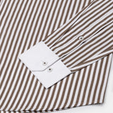 Cadenc Brown White Cuff Collar Cotton Stripes Shirt - John Ellies