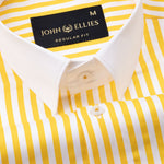 Cadenc Golden Yellow White Cuff Collar Cotton Stripes Shirt - John Ellies