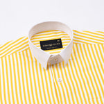 Cadenc Golden Yellow White Cuff Collar Cotton Stripes Shirt - John Ellies