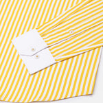 Cadenc Golden Yellow White Cuff Collar Cotton Stripes Shirt - John Ellies