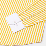 Cadenc Golden Yellow White Cuff Collar Cotton Stripes Shirt - John Ellies