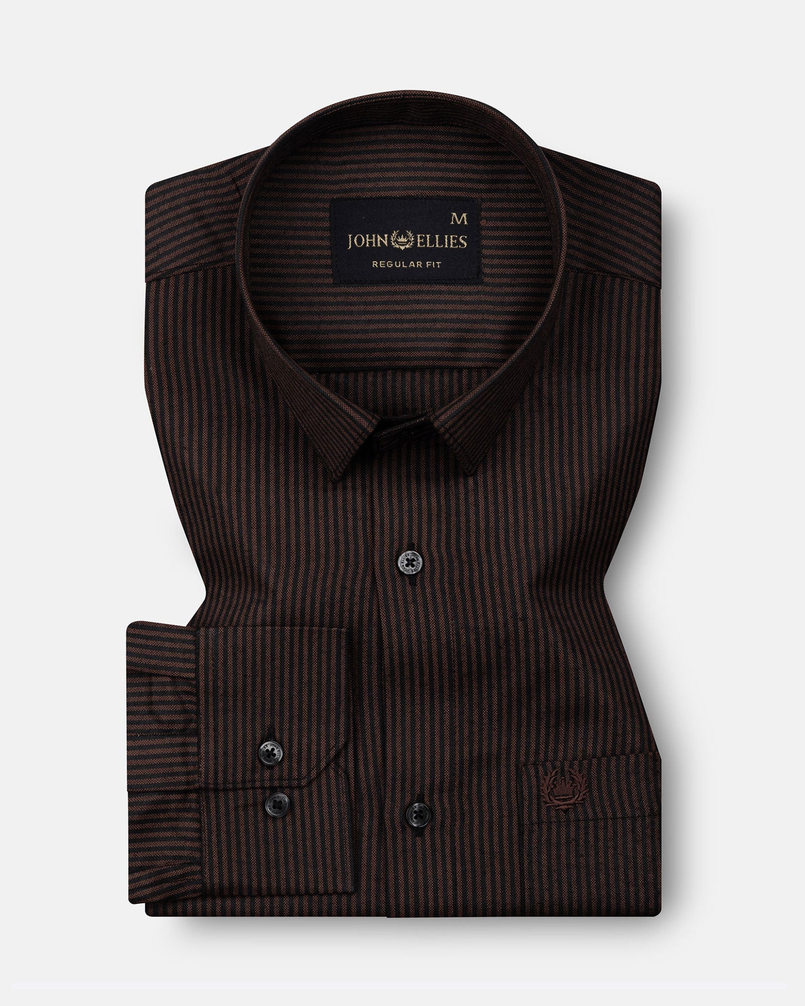 Wels Brown Stripes Oxford Cotton Shirt - John Ellies