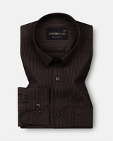 Wels Brown Stripes Oxford Cotton Shirt