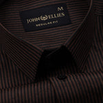 Wels Brown Stripes Oxford Cotton Shirt - John Ellies