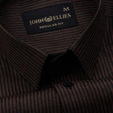 Wels Brown Stripes Oxford Cotton Shirt - John Ellies