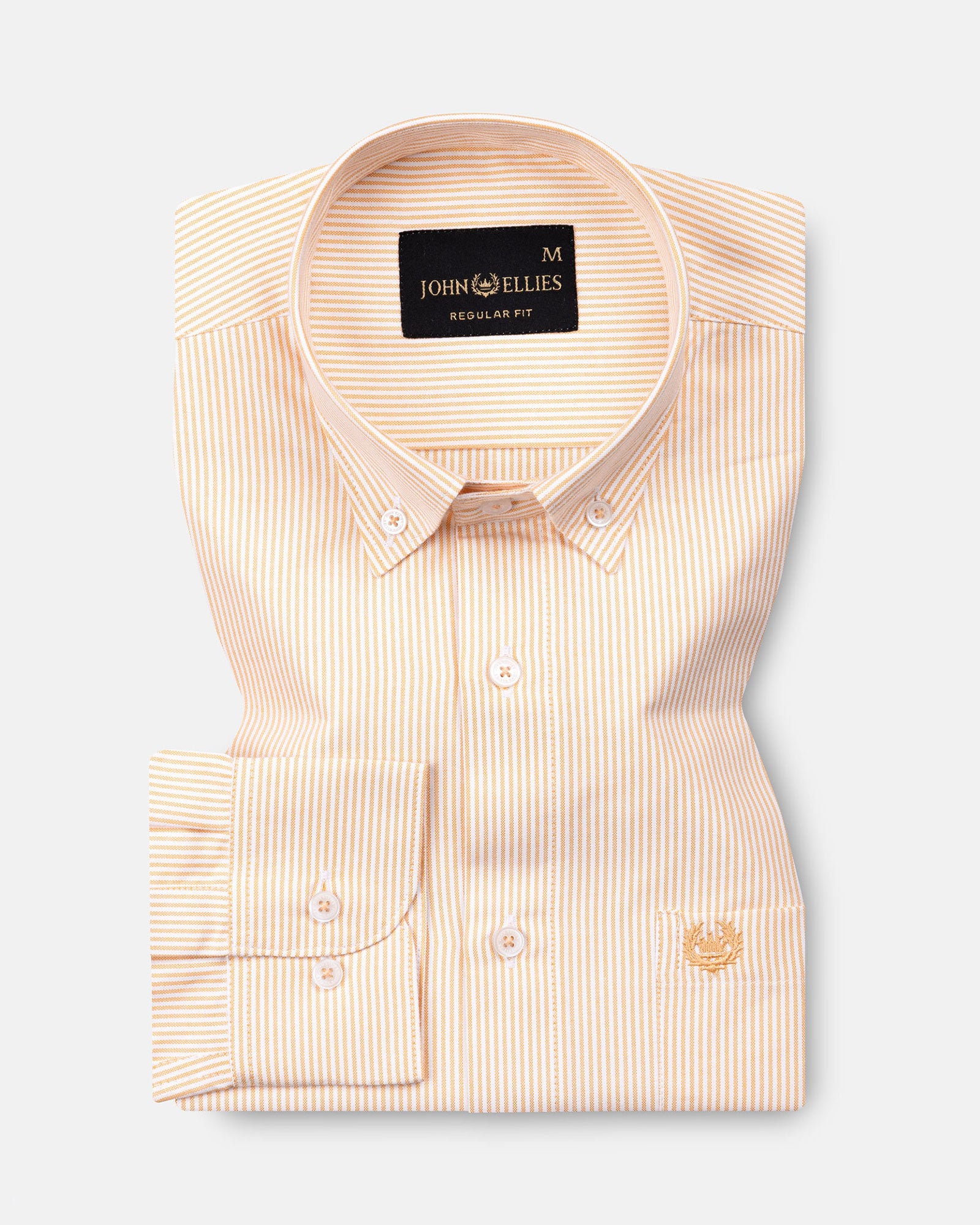 Zanrix Peach Stripe Button Down Oxford Cotton Shirt - John Ellies