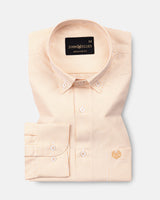Zanrix Peach Stripe Button Down Oxford Cotton Shirt