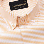 Zanrix Peach Stripe Button Down Oxford Cotton Shirt - John Ellies